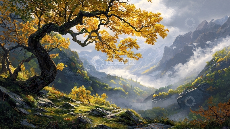 高清大图下载【趣麦麦图】金色秋季山谷的景色