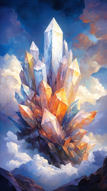 水晶簇漂浮在云端