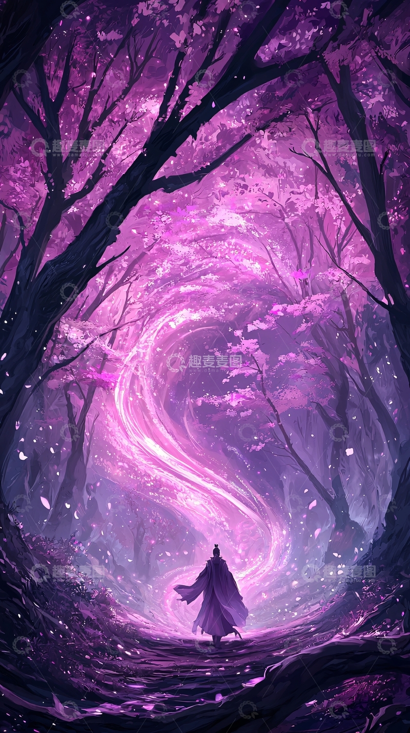 高清大图下载【趣麦麦图】紫色梦幻森林