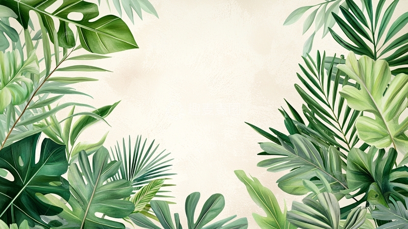 高清大图下载【趣麦麦图】绿叶环绕的背景