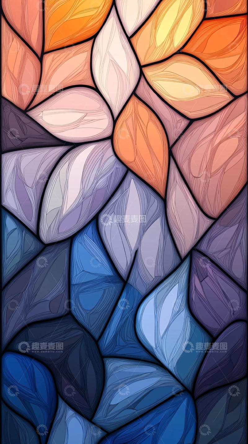 高清大图下载【趣麦麦图】彩色玻璃花瓣图案