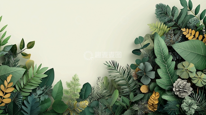 高清大图下载【趣麦麦图】绿色植物边框背景