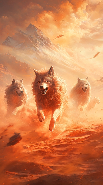 奔跑的狼群高清图片