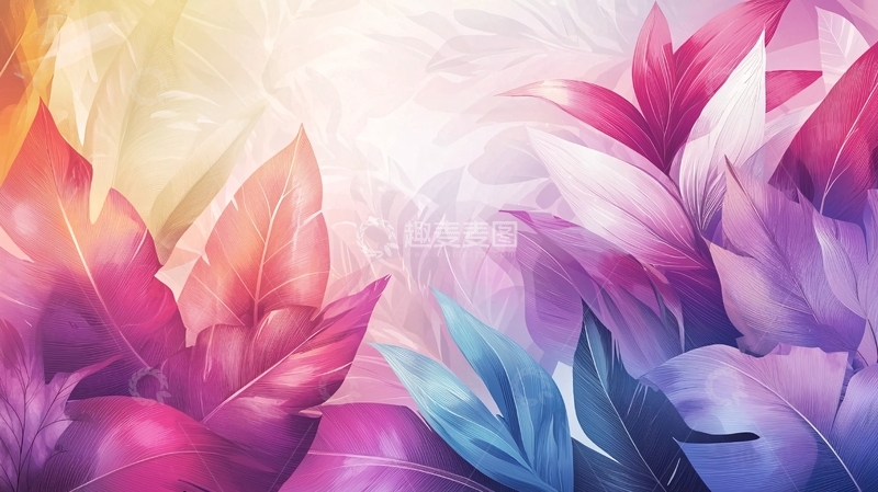 高清大图下载【趣麦麦图】彩色梦幻羽毛背景