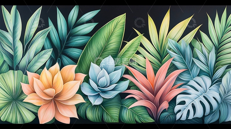 高清大图下载【趣麦麦图】热带植物群高清图片
