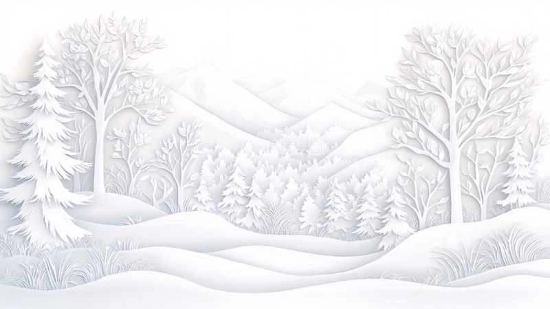 高清大图下载【趣麦麦图】白色雪景山脉树木