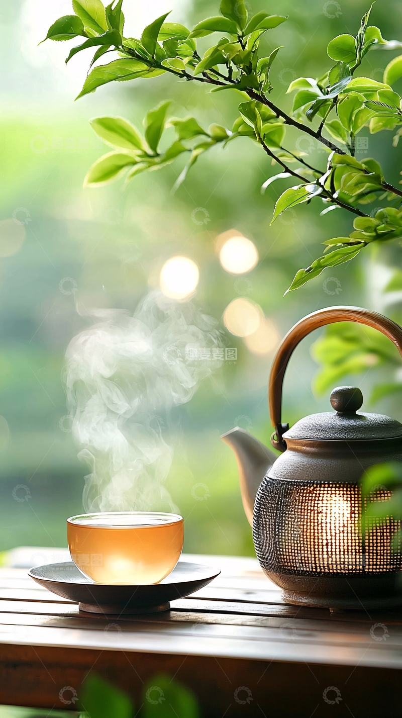 高清大图下载【趣麦麦图】一杯冒着热气的茶