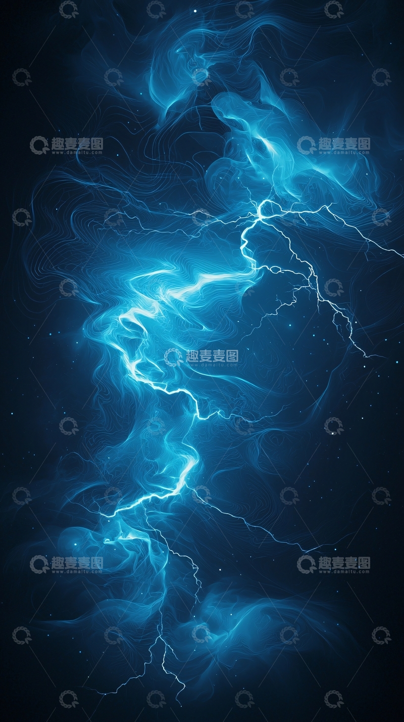 高清大图下载【趣麦麦图】蓝色闪电能量爆发