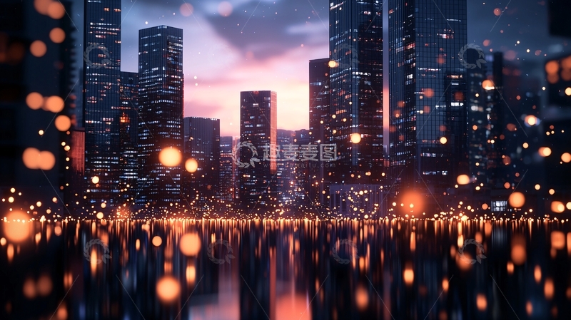 高清大图下载【趣麦麦图】夜晚城市天际线