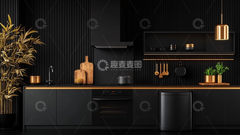 高清大图下载【趣麦麦图】黑色厨房高清图片