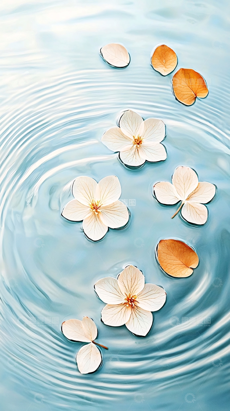 高清大图下载【趣麦麦图】漂浮在水面的花瓣