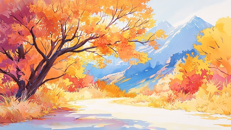 高清大图下载【趣麦麦图】秋季山水油画风景