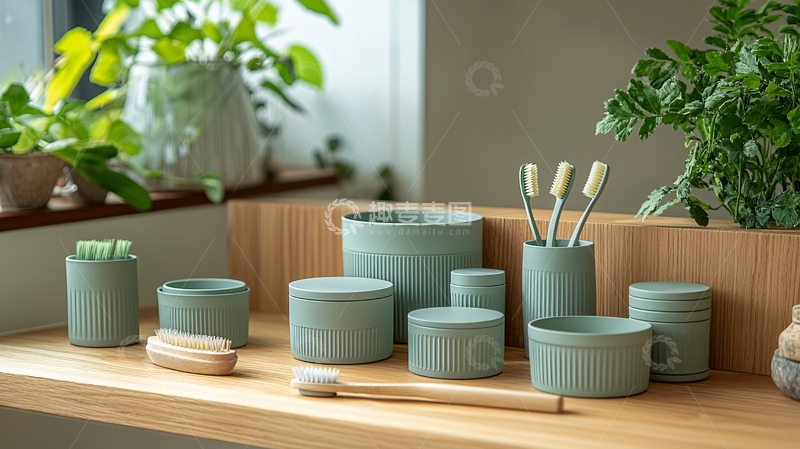 高清大图下载【趣麦麦图】清新淡雅的浴室用品摆拍