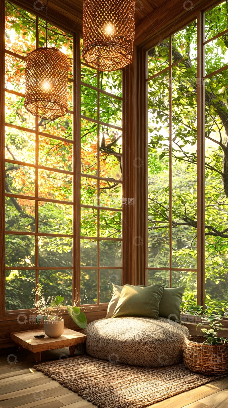 高清大图下载【趣麦麦图】阳光透过窗户的静谧角落