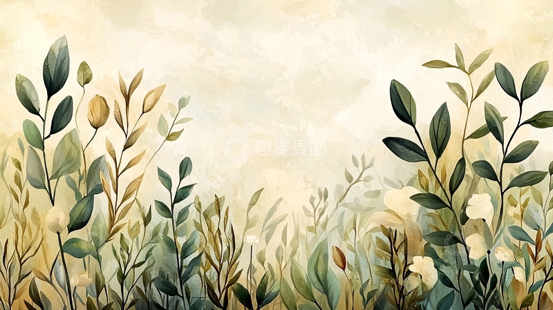 高清大图下载【趣麦麦图】浅色背景上的绿色植物