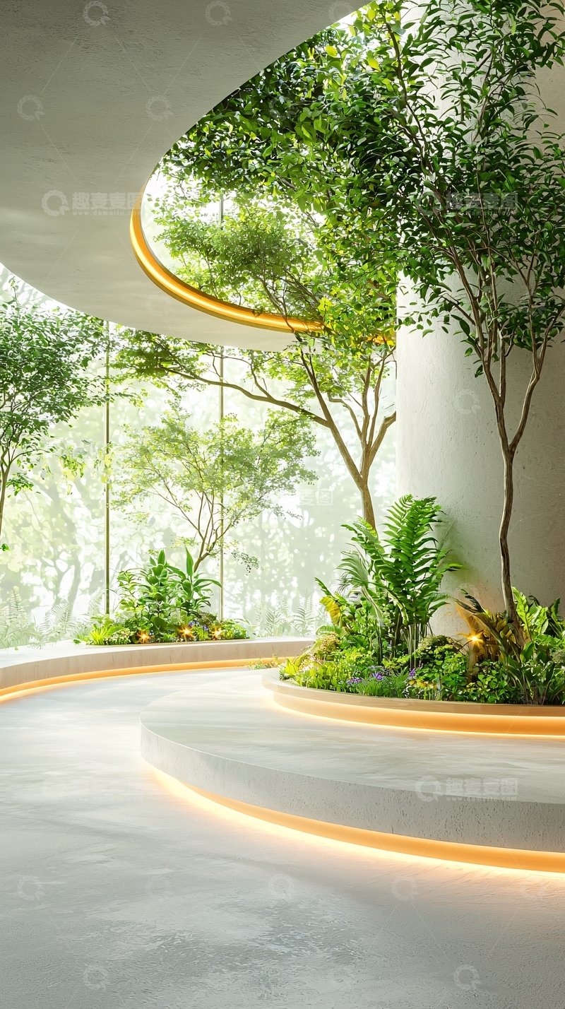 高清大图下载【趣麦麦图】室内绿色植物环绕场景