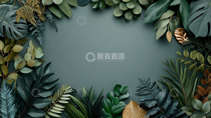 高清大图下载【趣麦麦图】绿色植物环绕的背景