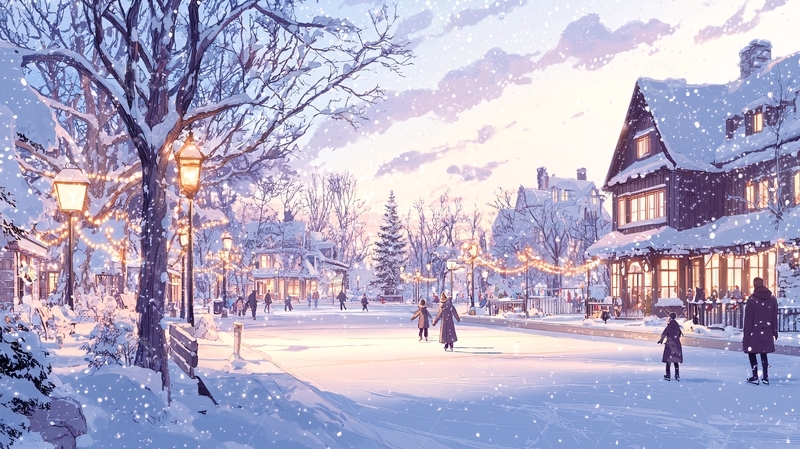 高清大图下载【趣麦麦图】雪夜小屋灯光温暖