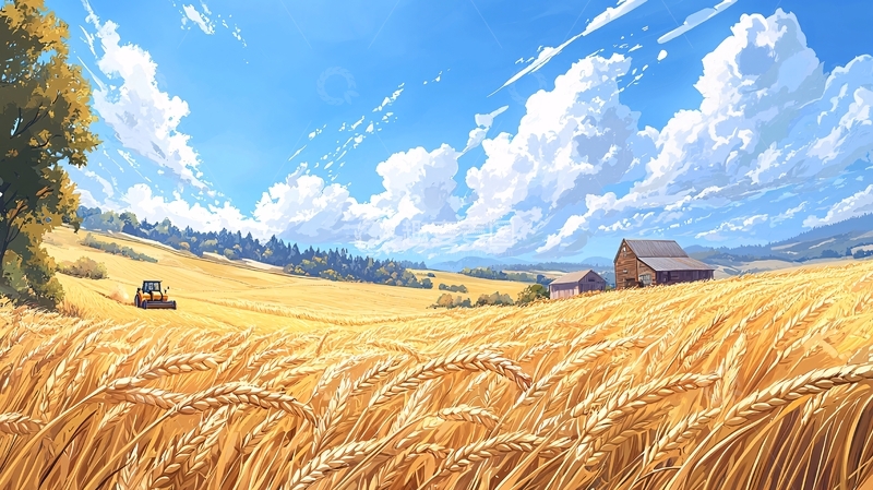 高清大图下载【趣麦麦图】金色的麦田在阳光下