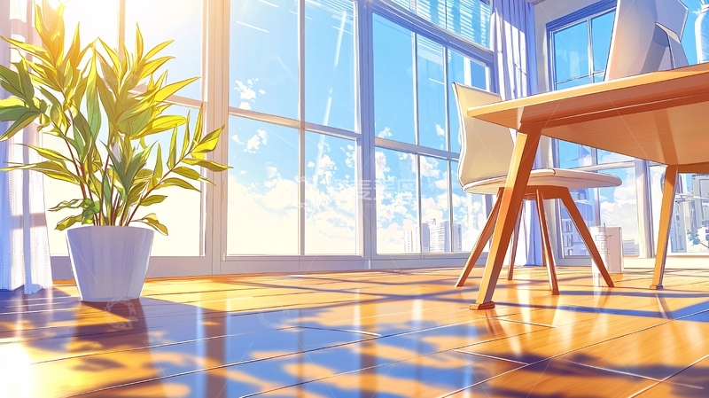 高清大图下载【趣麦麦图】阳光透过窗户照进房间
