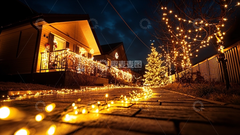 高清大图下载【趣麦麦图】节日房屋夜景