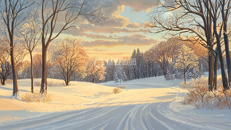 高清大图下载【趣麦麦图】冬日雪地阳光景色