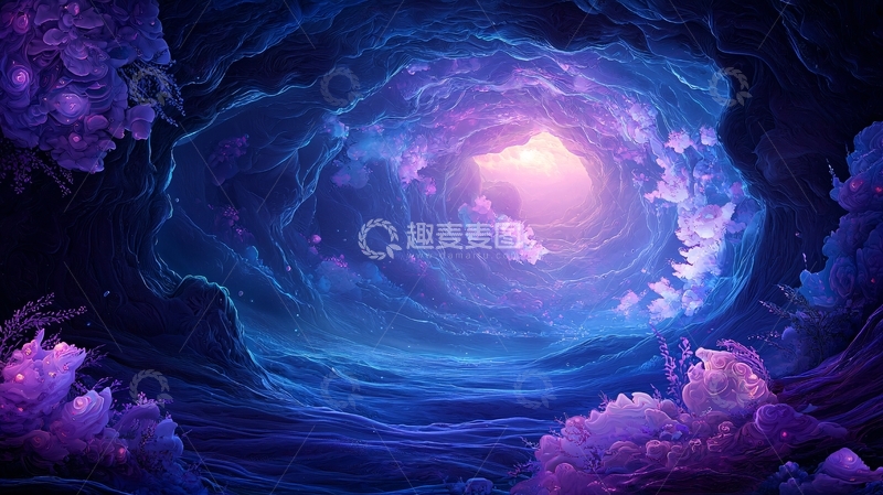 高清大图下载【趣麦麦图】深蓝色紫色漩涡星云宇宙