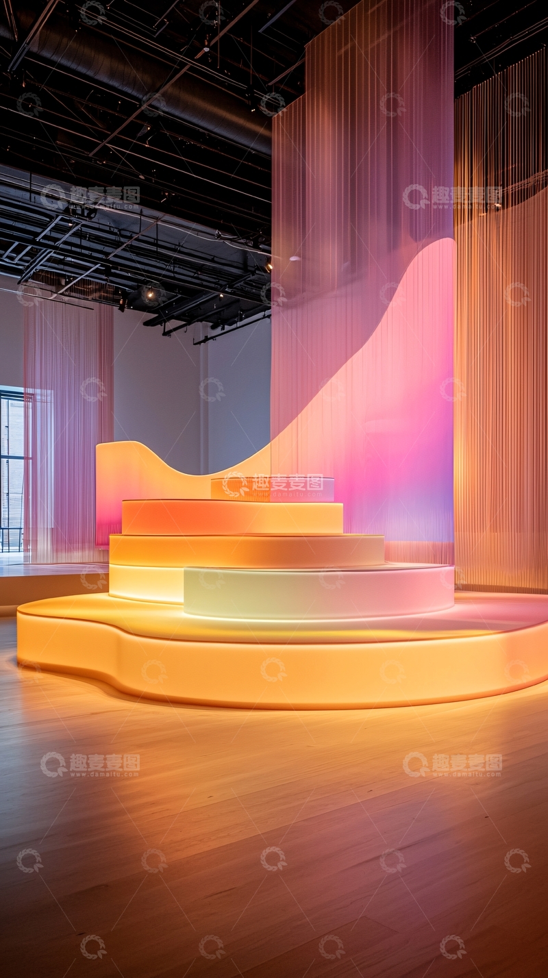 高清大图下载【趣麦麦图】发光台阶与垂坠纱幔