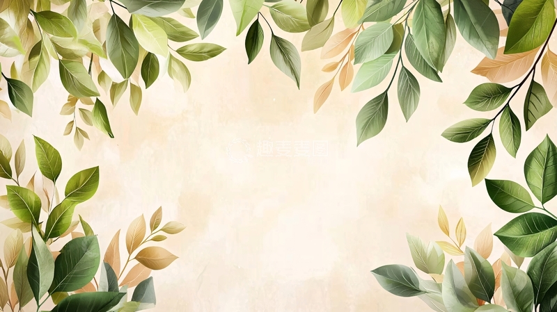 高清大图下载【趣麦麦图】绿叶环绕的柔和背景