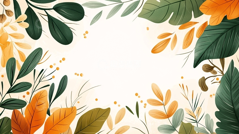 水彩叶子花卉边框