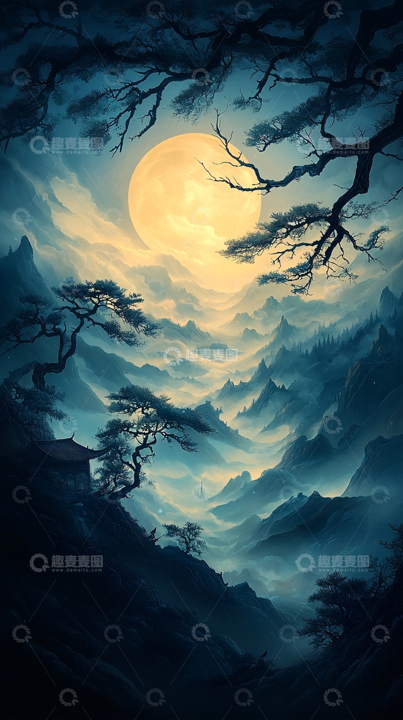 高清大图下载【趣麦麦图】山间明月高清图片