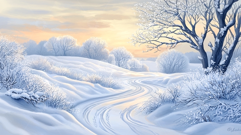 高清大图下载【趣麦麦图】雪地阳光唯美意境