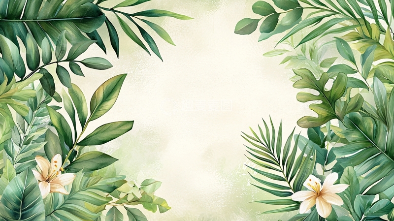 高清大图下载【趣麦麦图】热带植物环绕的背景