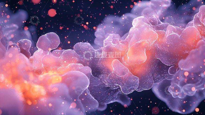 高清大图下载【趣麦麦图】紫色橙色星云状抽象背景