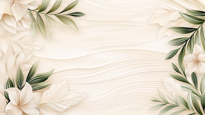 高清大图下载【趣麦麦图】淡雅花卉木纹背景