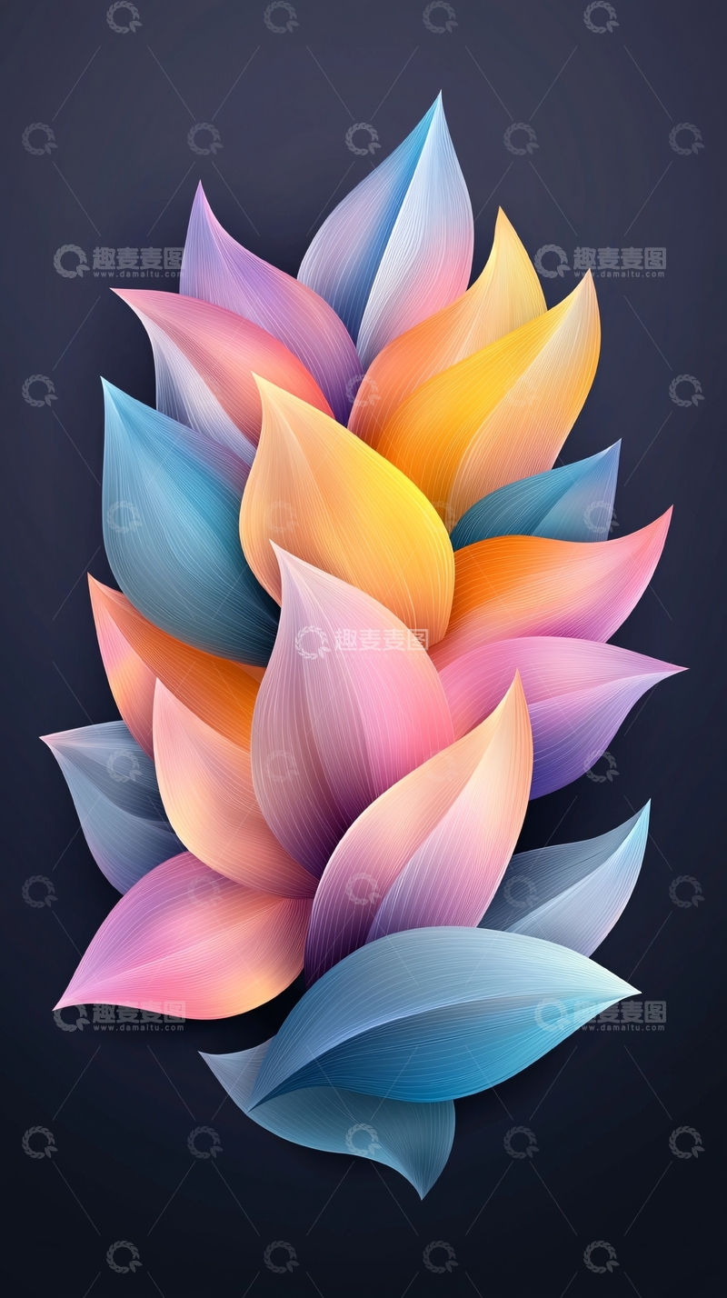 高清大图下载【趣麦麦图】彩色花瓣簇拥盛开