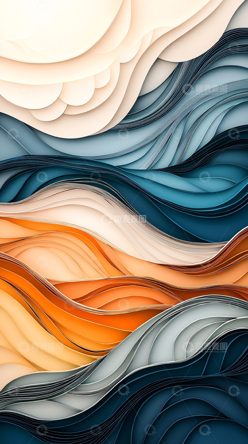 高清大图下载【趣麦麦图】抽象波浪纸艺
