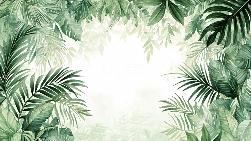 高清大图下载【趣麦麦图】茂盛的绿色植物丛林背景