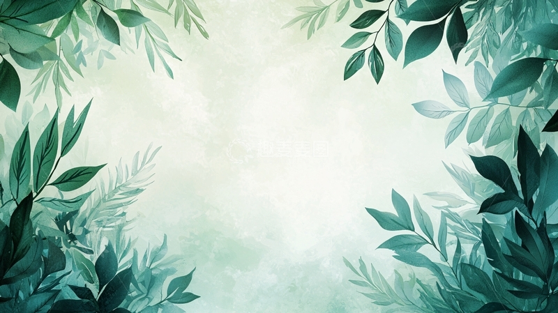高清大图下载【趣麦麦图】清新叶片框架背景