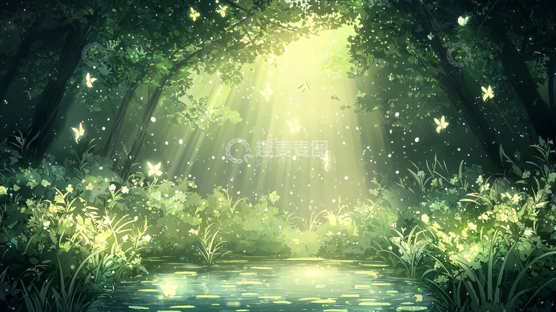 高清大图下载【趣麦麦图】森林深处的光芒