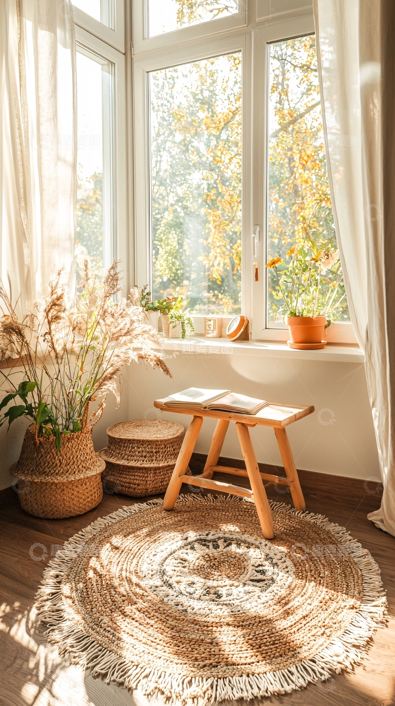 高清大图下载【趣麦麦图】秋日阳光洒在窗边