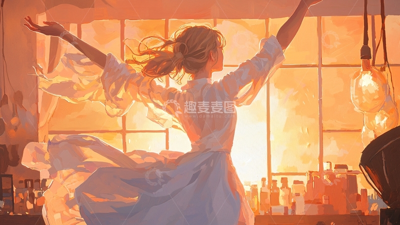 高清大图下载【趣麦麦图】阳光下舞蹈的女孩