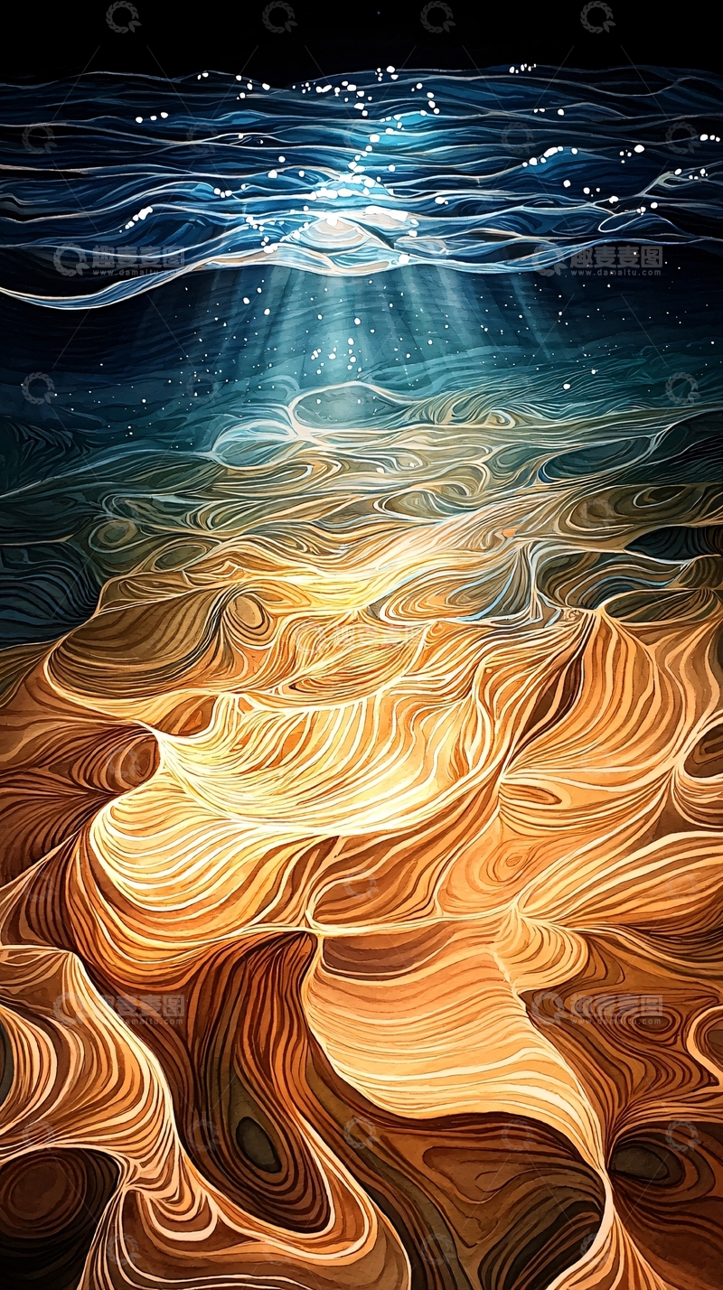 高清大图下载【趣麦麦图】水下光线交织的抽象画