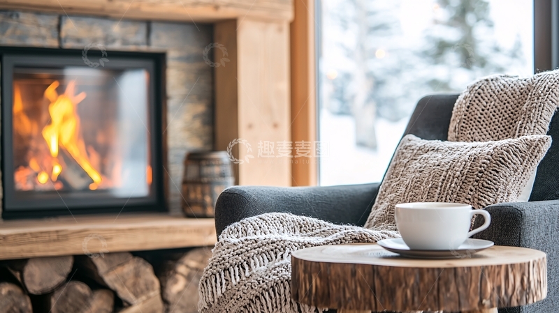 高清大图下载【趣麦麦图】壁炉旁的舒适角落