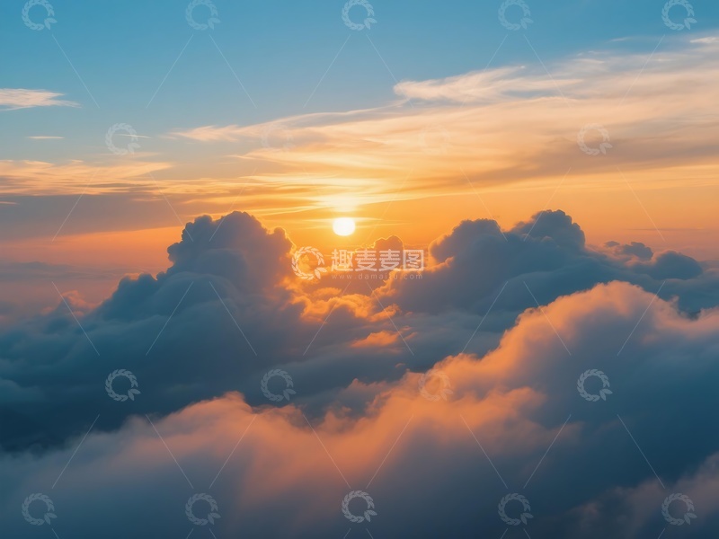 高清大图下载【趣麦麦图】云海间壮丽日出景观