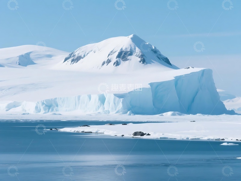 高清大图下载【趣麦麦图】海洋上漂浮的巨大冰山景观