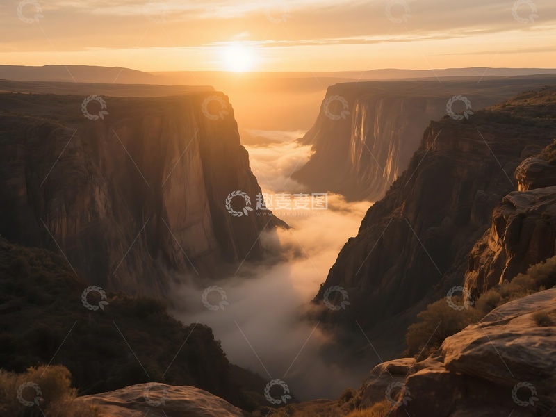 高清大图下载【趣麦麦图】峡谷间日出云海壮美风光