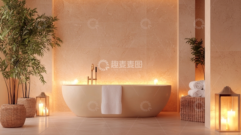 高清大图下载【趣麦麦图】米色调温馨浴室