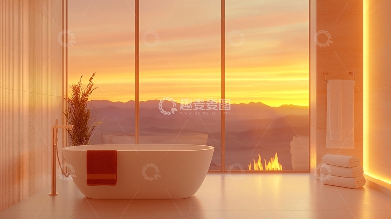 高清大图下载【趣麦麦图】日落时分的浴缸