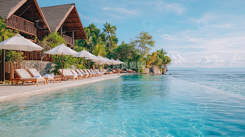 高清大图下载【趣麦麦图】海边度假酒店泳池美景